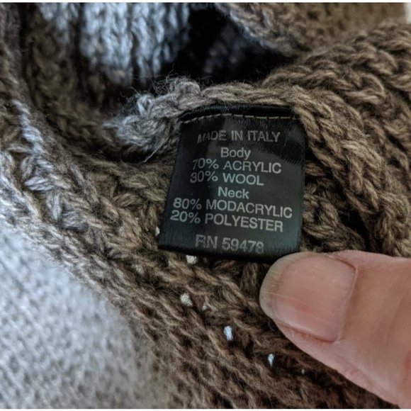 Berretti Womens Italian Sleeveless Cardigan Sweater Brown Faux Fur Collar Size S - Picture 7 of 12